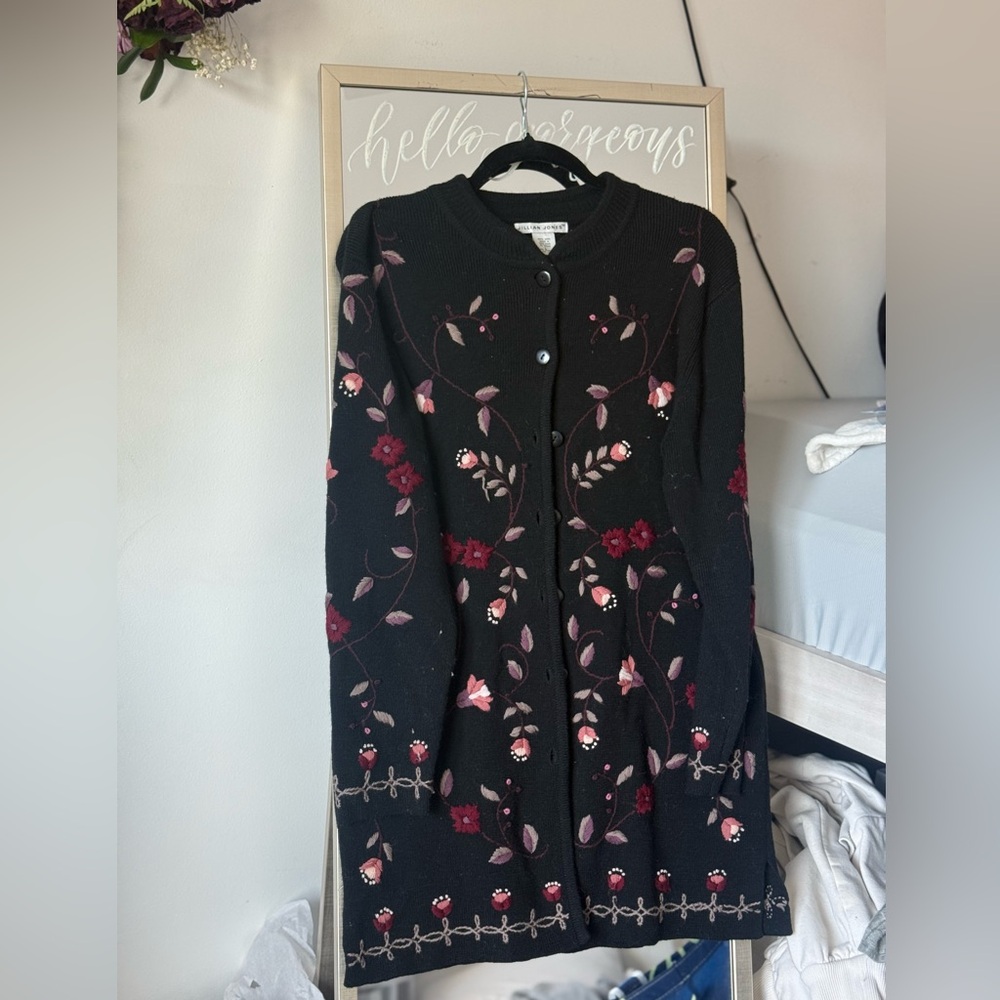 Vintage Jillian Jones Black Wool Cardigan